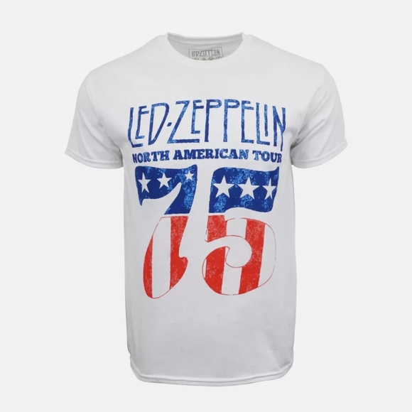 Led Zeppelin North American Tour 75 White T-Shirt - Picture 1 of 6